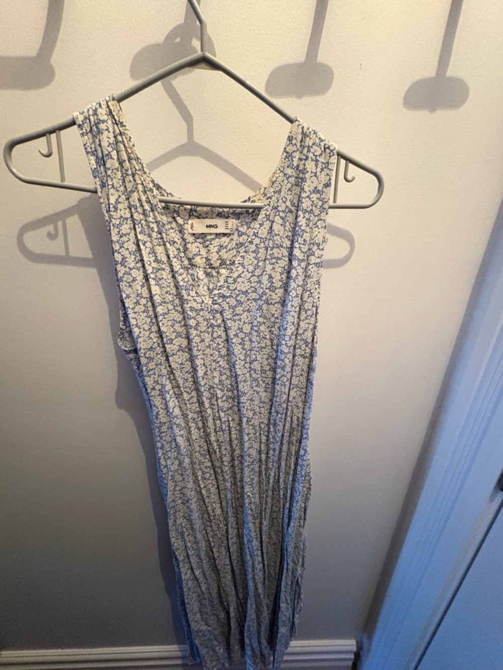 Mango Light Blue and White Floral Maxi Dress